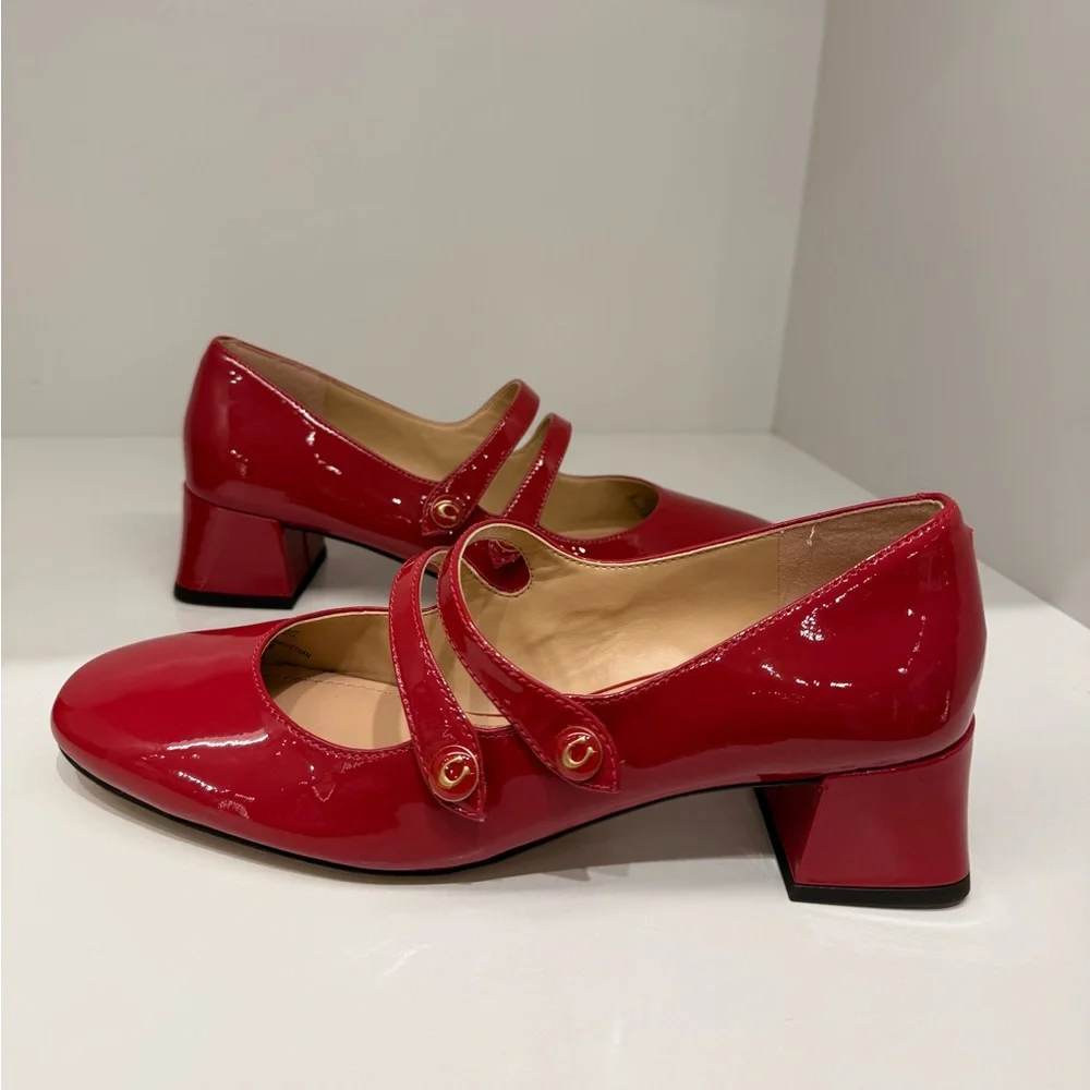 Coach Red Patent Leather Mary Jane Heels
